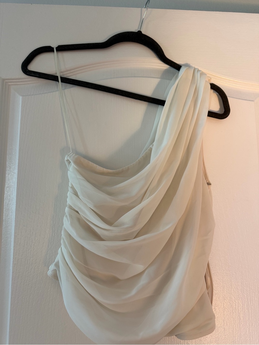 Abercrombie & Fitch One-Shoulder Draped Cream Blouse